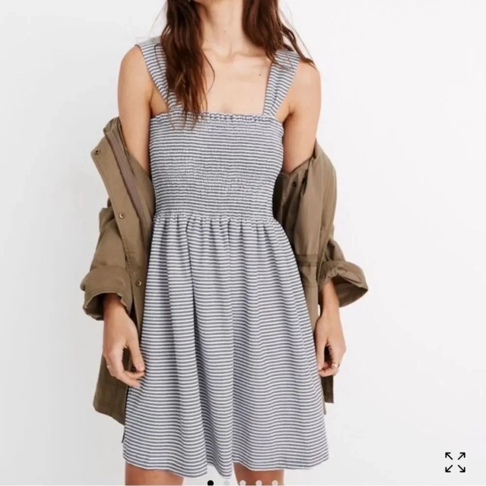 MADEWELL | TEXTURE & THREAD Striped Smocked Sundress Blue/White Women’s Size M